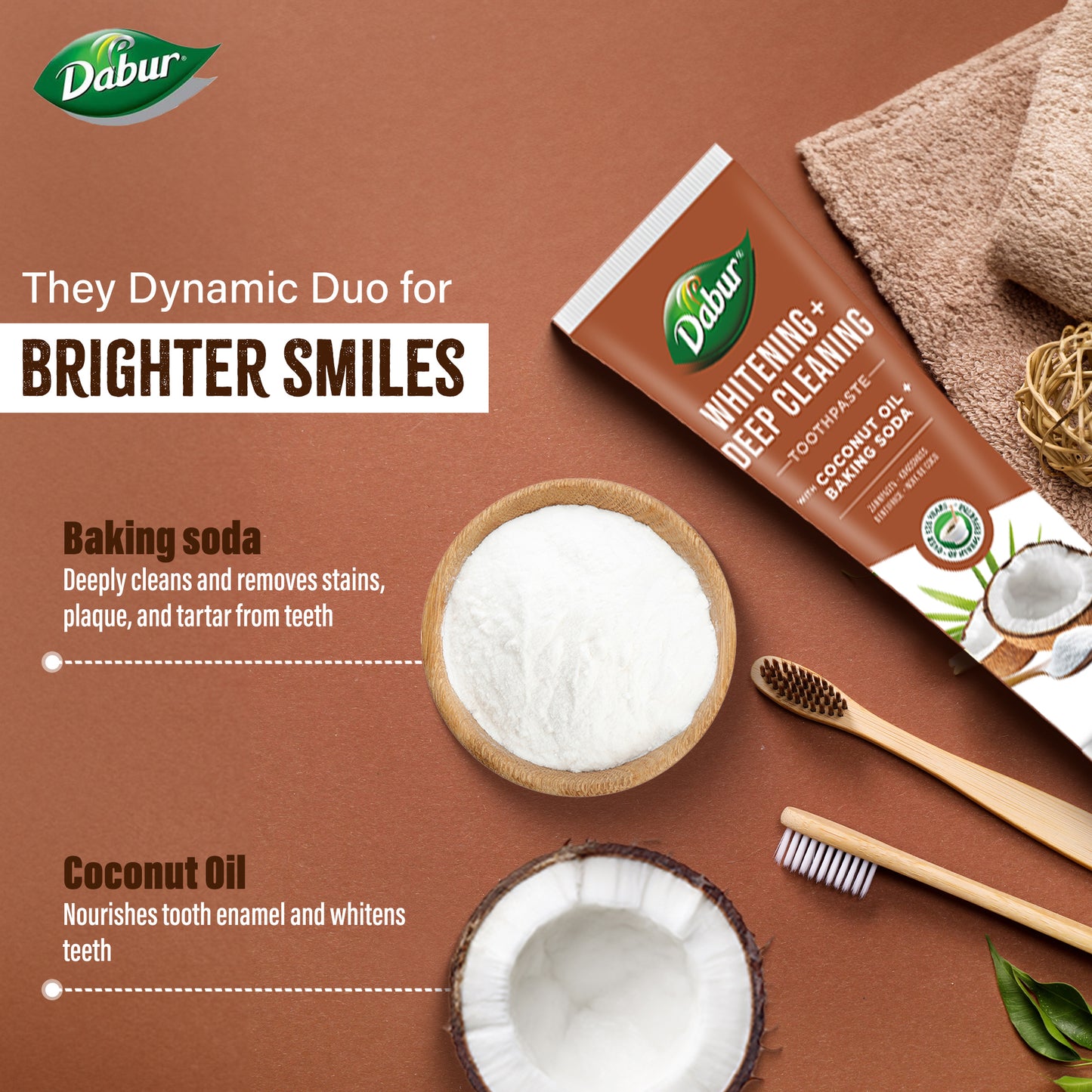 Dabur Organic Coconut Oil - Baking Soda Toothpaste | 100 ml