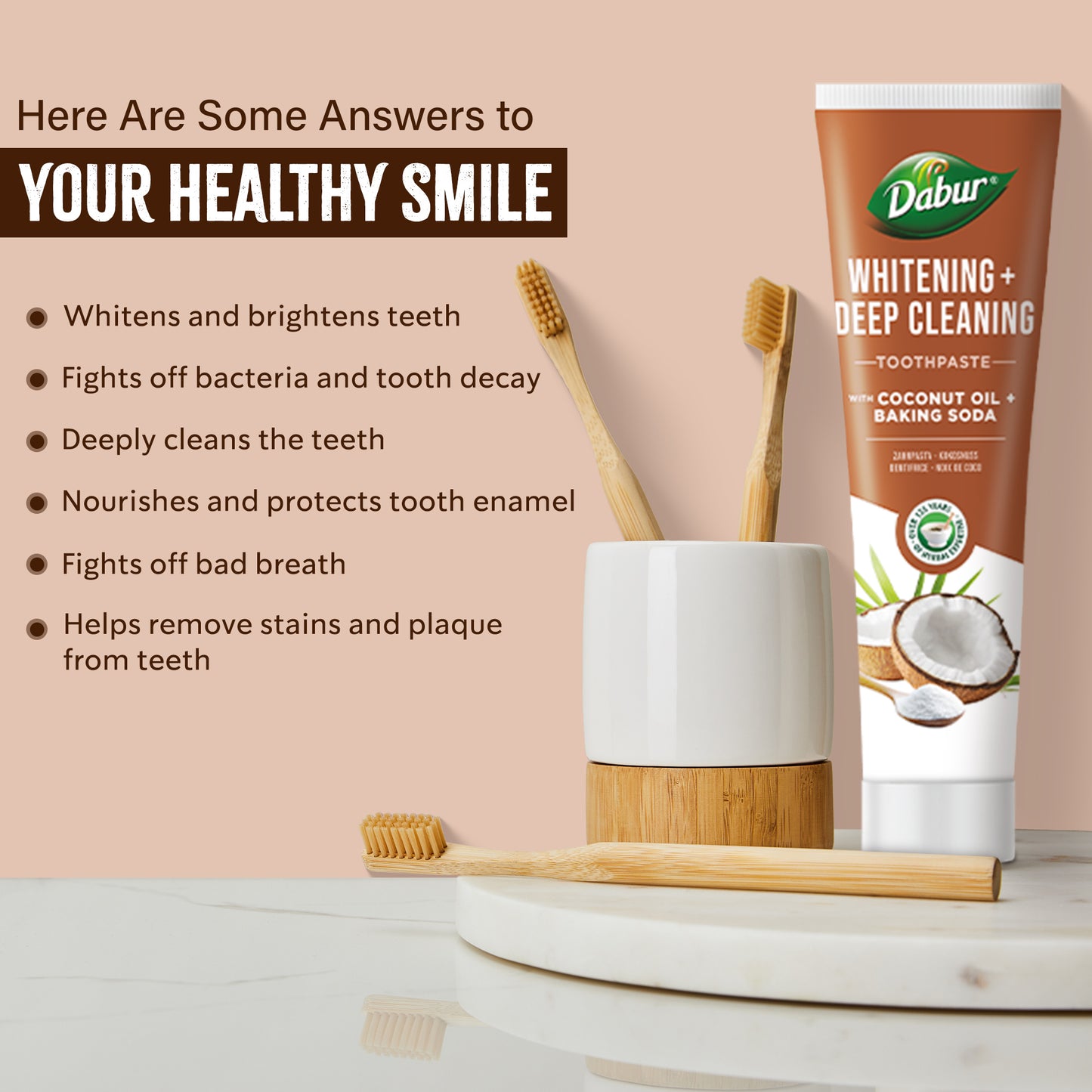 Dabur Organic Coconut Oil - Baking Soda Toothpaste | 100 ml