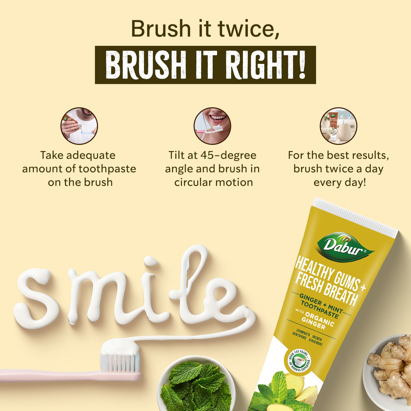 Dabur Organic Ginger & Mint Toothpaste - 100 ml