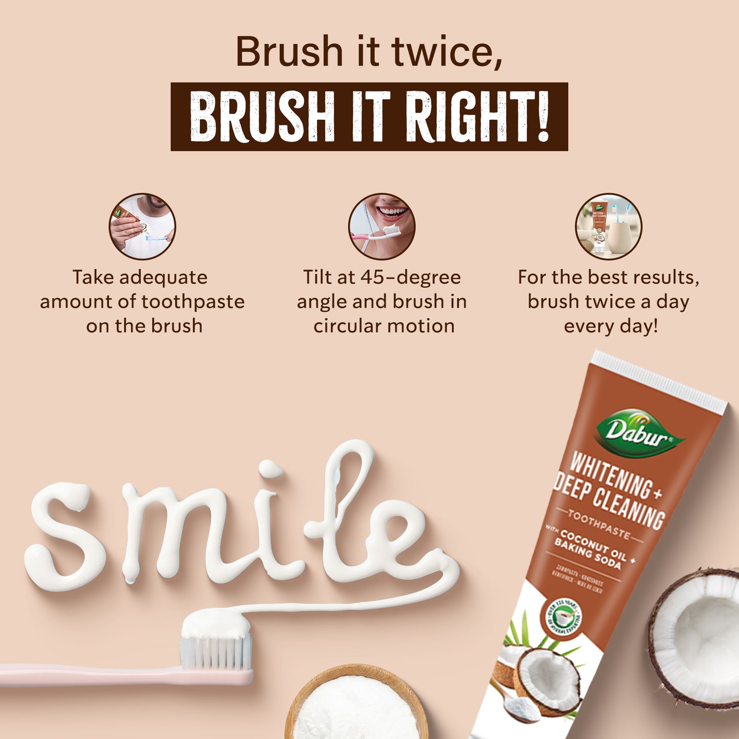 Dabur Organic Coconut Oil - Baking Soda Toothpaste | 100 ml