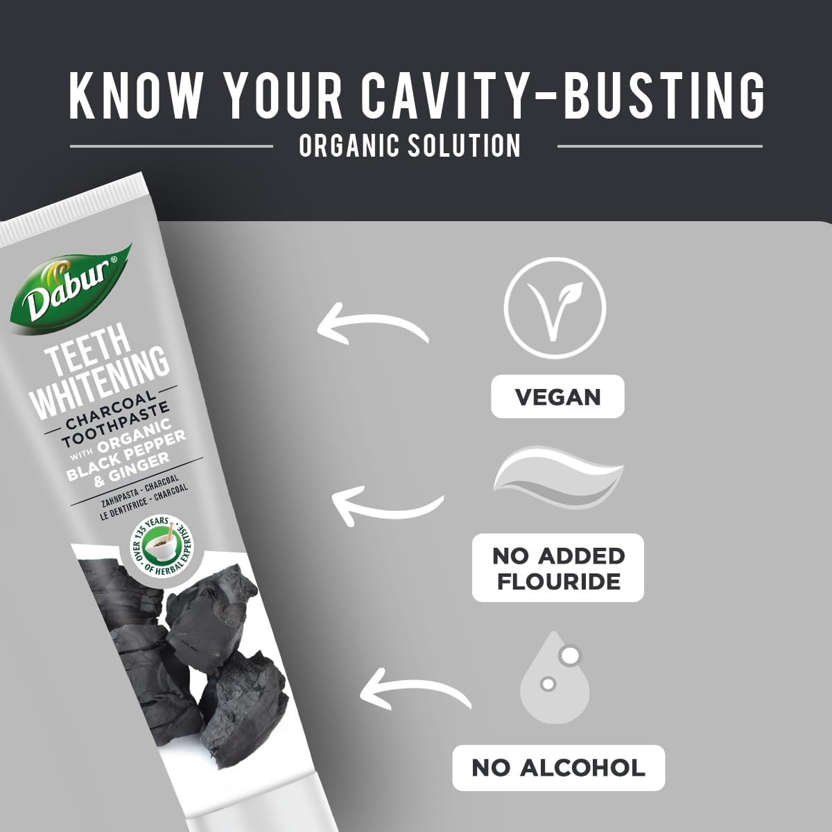 Dabur Charcoal ToothPaste with Organic Charcoal