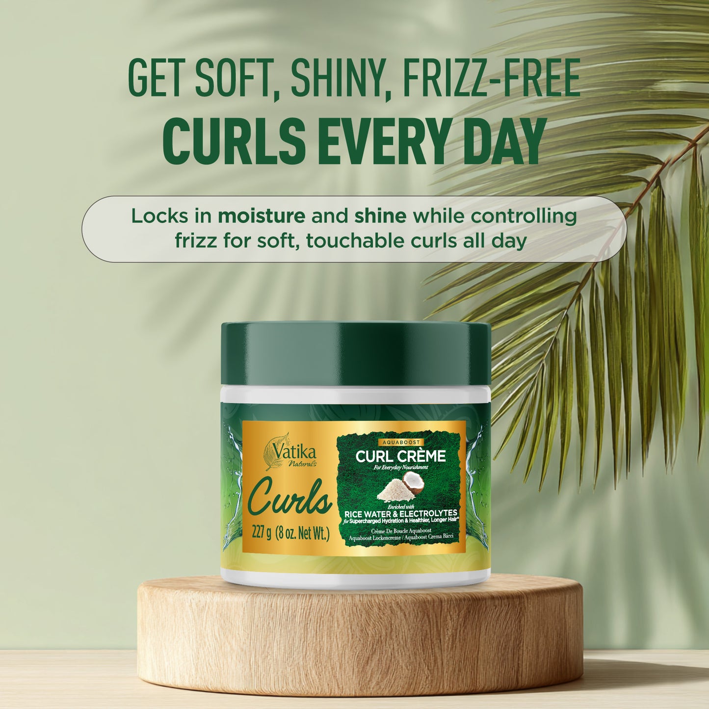 Vatika Naturals Curls AQUABOOST Curl Crème with Rice Water & Electrolytes 227 gm