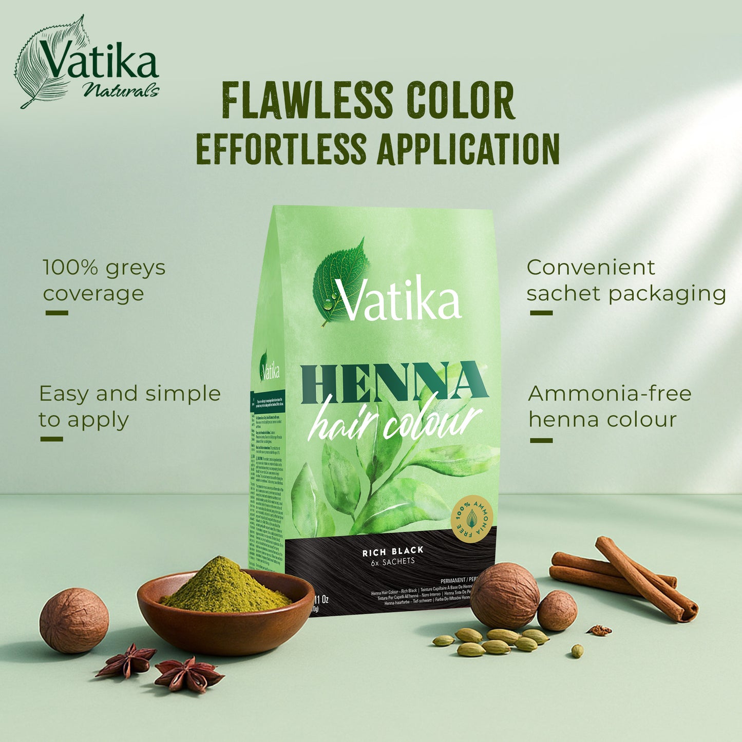 Vatika Henna Hair Colour - Rich Black / Natural Black
